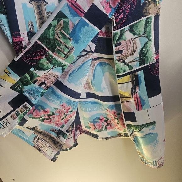 Talbots Sleeveless Vacation Blouse Ocean Europe Cruise Resort Coastal Grandma - Picture 5 of 8